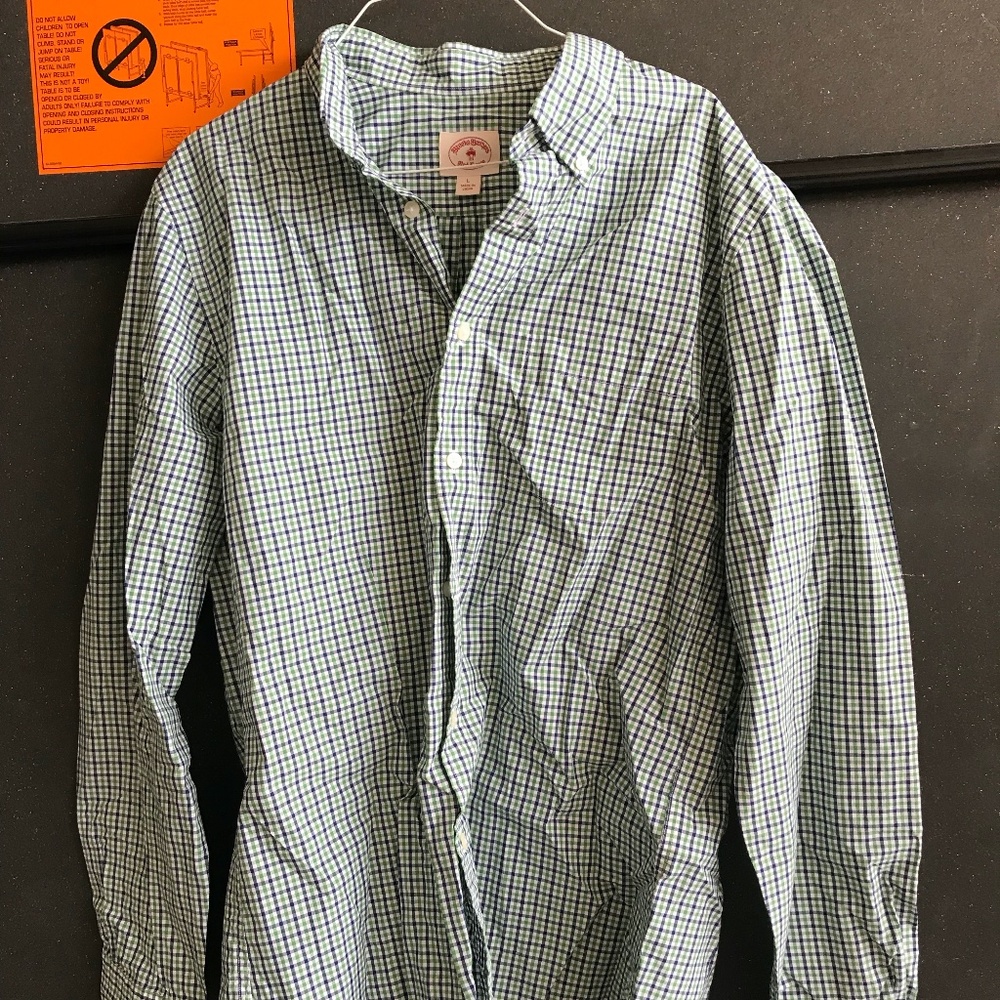 White and Green Brooks Brothers Shirt